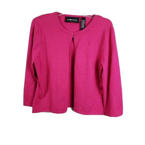 SAG HARBOR Long Sleeve Silk Blend Cardigan Sweater Pink Size 12 new - Picture 1 of 7